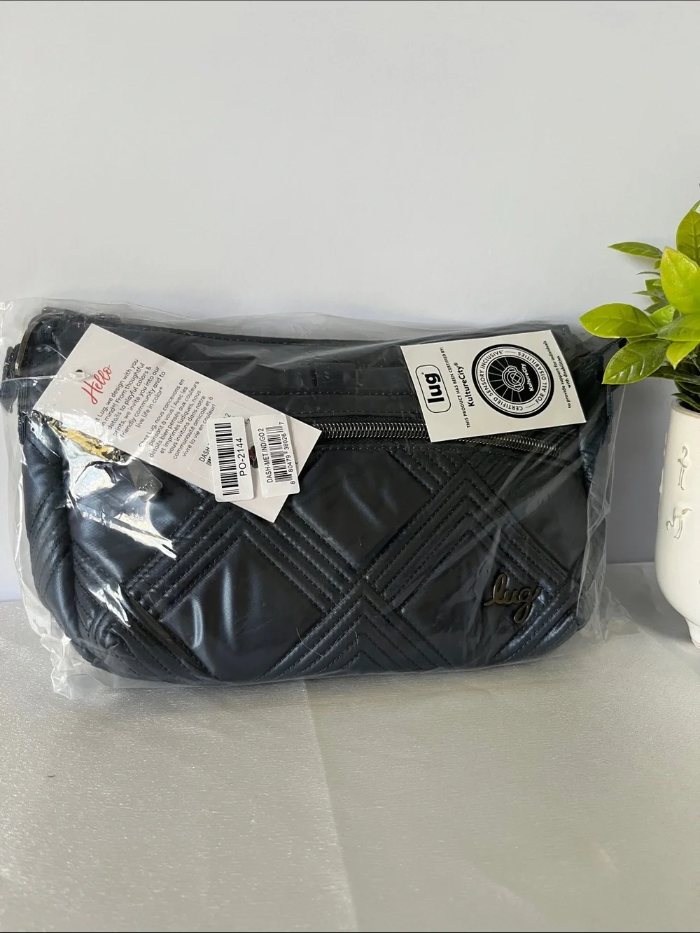 LUG - Dash Classic Crossbody in Metallic Indigo 2 w/Ballroom Botanicals Interior